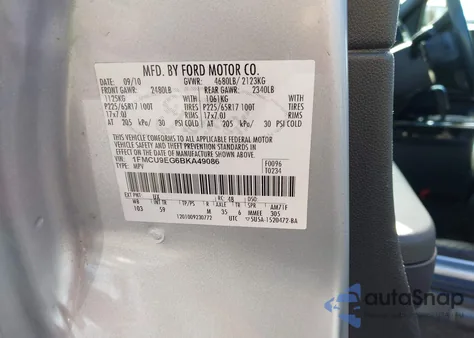 2011 Ford Escape Limited from USA, damaged, VIN 1FMCU9EG6BKA49086